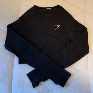 Gymshark Vital Seamless Long Sleeve Crop Top - Black Marl
